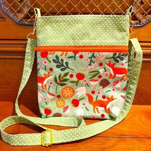 Handmade Cotton 'Foxy' Crossbody Bag with Lining and Magnetic Snap Closure